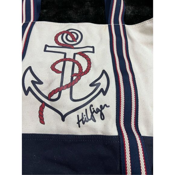 Tommy Hilfiger Tote Bag nautical sailing canvas - Picture 2 of 5